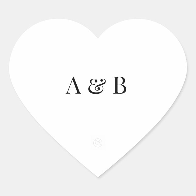 Pegatina En Forma De Corazón Personalised Wedding Envelope Sticker | Initials (Anverso)