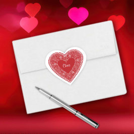 Pegatina En Forma De Corazón Personaliza tu Corazón de Encaje Vintage