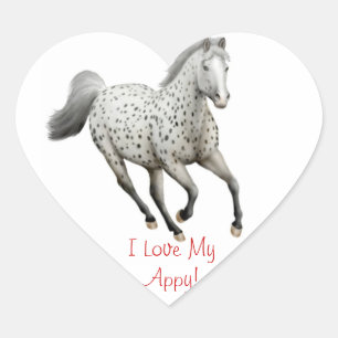 Pegatina En Forma De Corazón Personalizable Appaloosa de Amor a Caballo