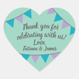 Pegatina En Forma De Corazón Personalizable de guiones Gracias Carteles De Cora