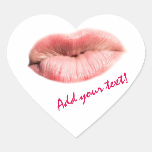 Pegatina En Forma De Corazón Personalizable de los labios de besada