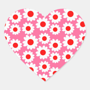 Pegatina En Forma De Corazón Personalizable Groovy Daisies