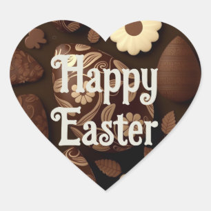 Pegatina En Forma De Corazón Personalizable Huevos de chocolate de Pascua