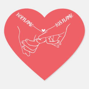 Pegatina En Forma De Corazón Personalizable Manos Manos Pareja Amor San Valentí