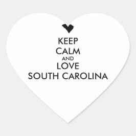 PEGATINA EN FORMA DE CORAZÓN PERSONALIZABLE MANTENGA LA CALMA Y AME A CAROLINA 