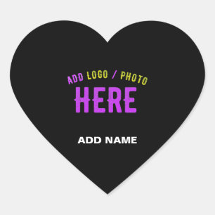 PEGATINA EN FORMA DE CORAZÓN PERSONALIZABLE MODERNO ESTILO NEGRO VERIFICADO MAR