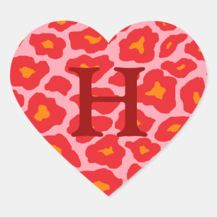 Pegatina En Forma De Corazón Personalizable Pop Leopard Heart