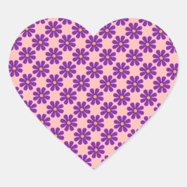 Pegatina En Forma De Corazón Personalización de flores moradas de primavera