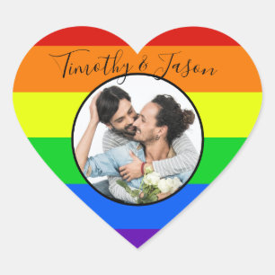 Pegatina En Forma De Corazón Personalizado con rayo a rayas en el corazón foto