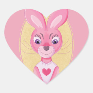 Pegatina En Forma De Corazón Personalizado de chica de conejito lindo