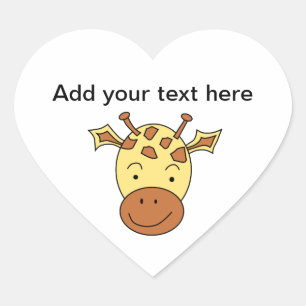 Pegatina En Forma De Corazón Personalizado de Cute Giraffe.