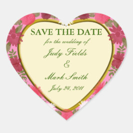 Pegatina En Forma De Corazón Personalizado De Flores Rosadas Salve A Los Pegati