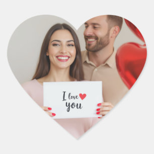 Pegatina En Forma De Corazón personalizado de imágenes de envío de fotos Feliz 
