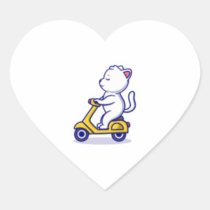 Pegatina En Forma De Corazón personalizado de scooter lindo ilustracion