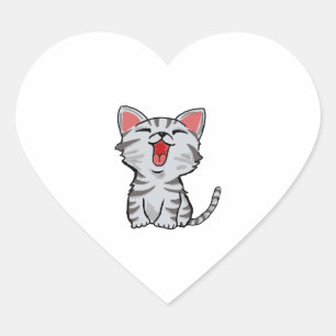 Pegatina En Forma De Corazón personalizado del gato personalizado gris