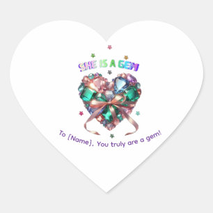 Pegatina En Forma De Corazón Personalizado Ella Es Una Joya Corazón Joya Regalo