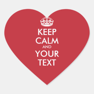 Pegatina En Forma De Corazón Personalizado GUARDE LA CALMA y SU TEXTO -