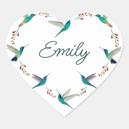 Pegatina En Forma De Corazón Personalizado Hummingbird