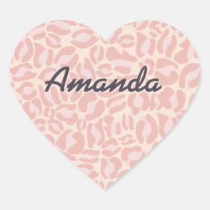 Pegatina En Forma De Corazón Personalizado Leopardo Rosa Imprimir Leopard Spots