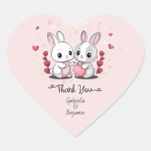 Pegatina En Forma De Corazón Personalizado lindo conejo amor San Valentín graci