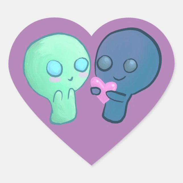 Pegatina En Forma De Corazón Personalizado lindo pegatinas de pareja (Anverso)