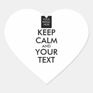 Pegatina En Forma De Corazón Personalizado, MANTENGA CALMA Y SU TEXTO