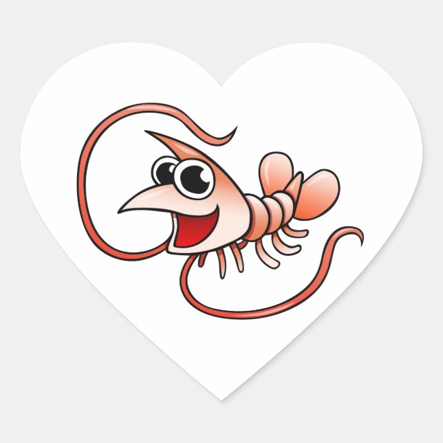 Pegatina En Forma De Corazón Personalizado Shrimp (Anverso)