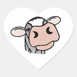 Pegatina En Forma De Corazón personalizado vaca lechera blanco negro rosa besar