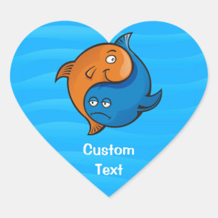 Pegatina En Forma De Corazón Personalizado Yin Yang Fish