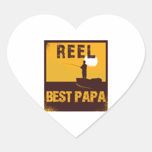 Pegatina En Forma De Corazón Pesca caña de pescar REEL BEST PAPA