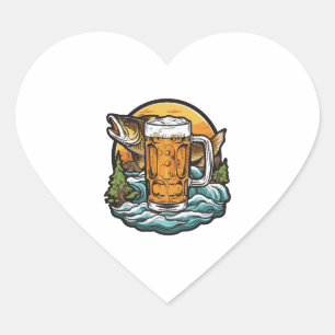 Pegatina En Forma De Corazón Pesca de Cervezas