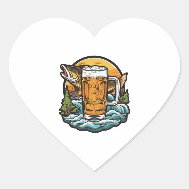 Pegatina En Forma De Corazón Pesca de Cervezas (Anverso)