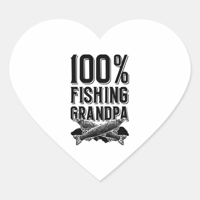 Pegatina En Forma De Corazón Pesca del abuelo (Anverso)