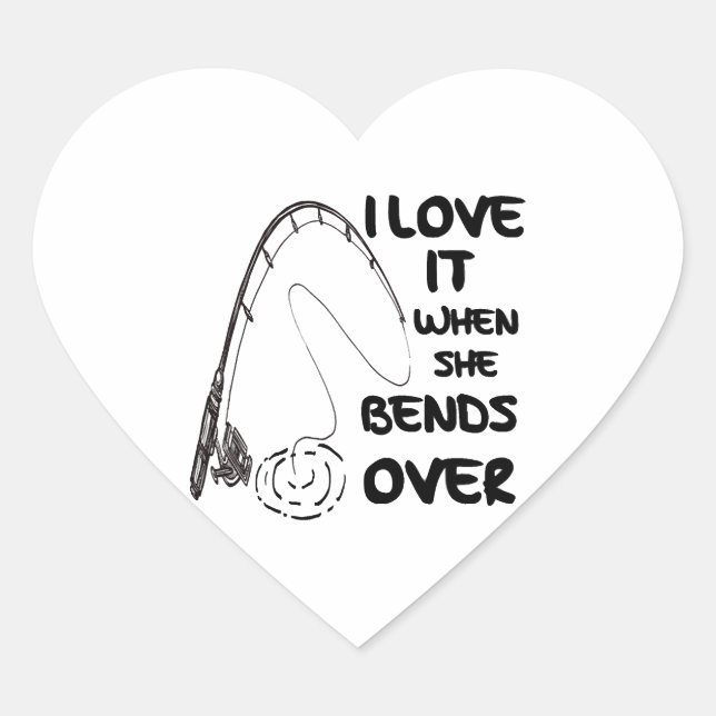 Pegatina En Forma De Corazón Pesca divertida de Fisherman (Anverso)