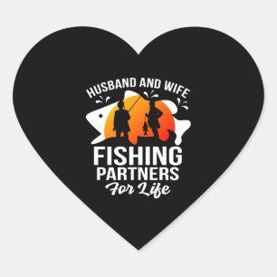 Pegatina En Forma De Corazón Pesca - socios de pesca - camiseta