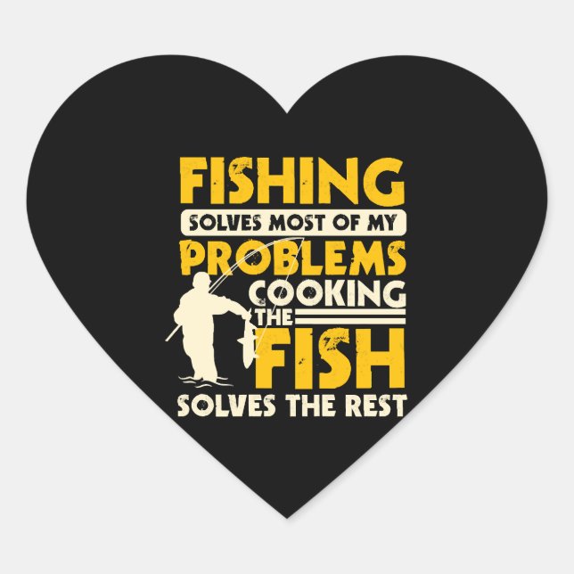 Pegatina En Forma De Corazón Pesca Y Cocina De Pescado (Anverso)