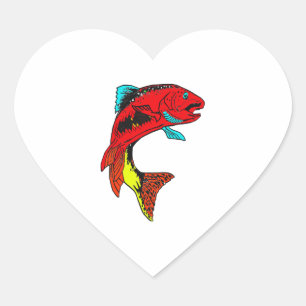 Pegatina En Forma De Corazón Pescado