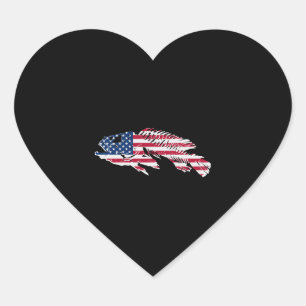 Pegatina En Forma De Corazón Pescado - Bandera de los Estados Unidos