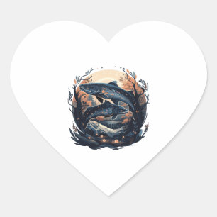 Pegatina En Forma De Corazón Pescado Carpa Pescado Angler Pescado
