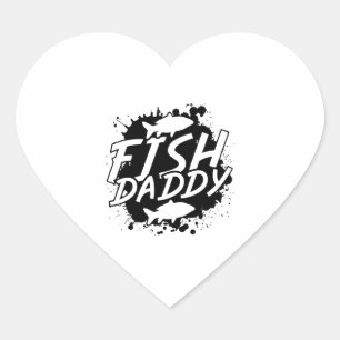 Pegatina En Forma De Corazón Pescado de Papi Pescador