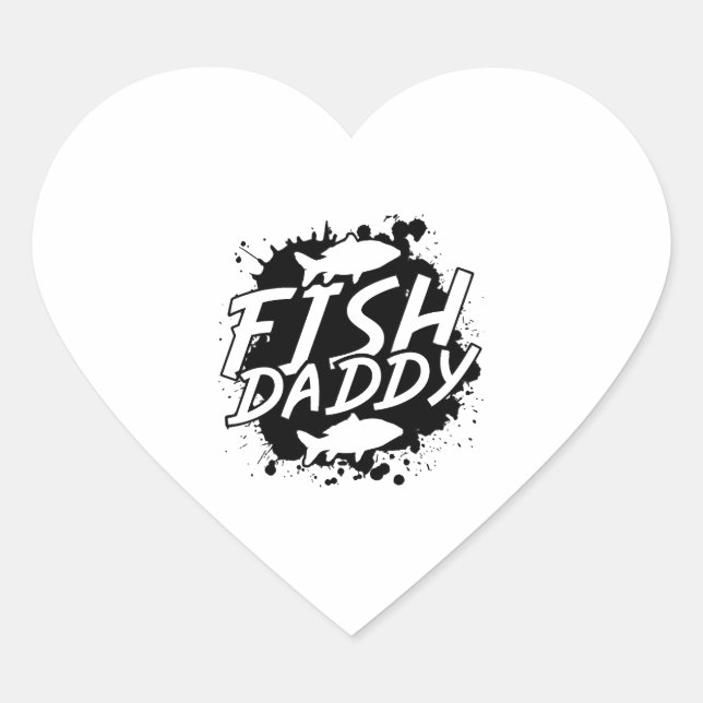 Pegatina En Forma De Corazón Pescado de Papi Pescador (Anverso)