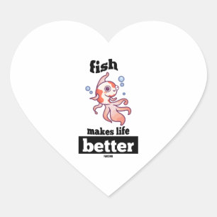Pegatina En Forma De Corazón Pescado de pescado de agua salada de pescado de ag