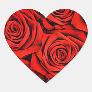 Pegatina En Forma De Corazón Pétalos florales de rosas rojas Flores de plantas