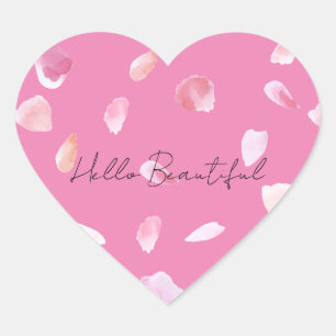 Pegatina En Forma De Corazón Pétalos rosa rosados