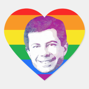 Pegatina En Forma De Corazón Pete Rayas de Arcoíris