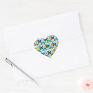 Pegatina En Forma De Corazón Pez Colorido y Pegatina de Arcoíris