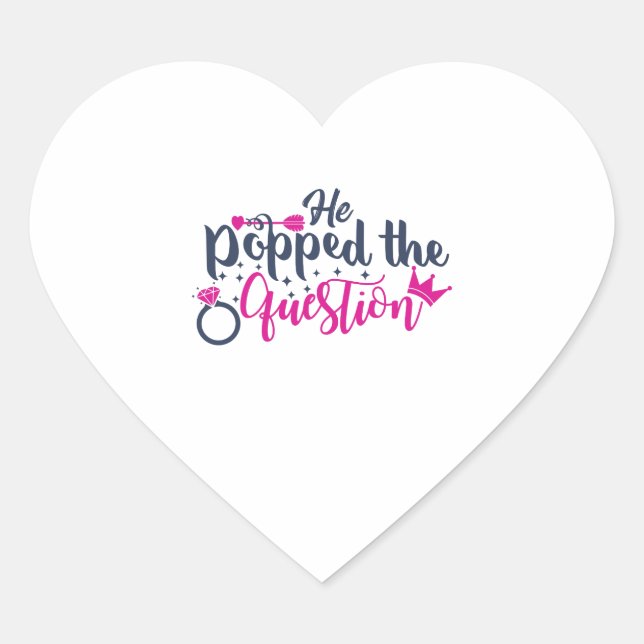 Pegatina En Forma De Corazón Pidió su mano en matrimonio (Anverso)