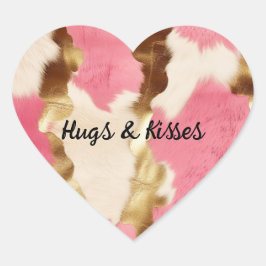 Pegatina En Forma De Corazón Piel de vaca de oro de crema rosa