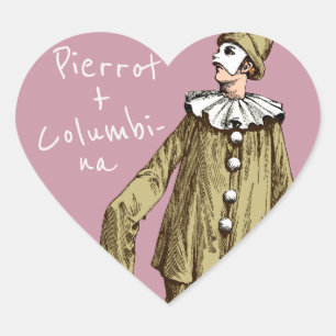 Pegatina En Forma De Corazón Pierrot + Parejas Columbina Love CC1078 Valentine