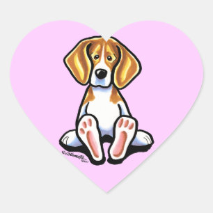 Pegatina En Forma De Corazón Pies grandes de Apagado-Correo Art™ del beagle